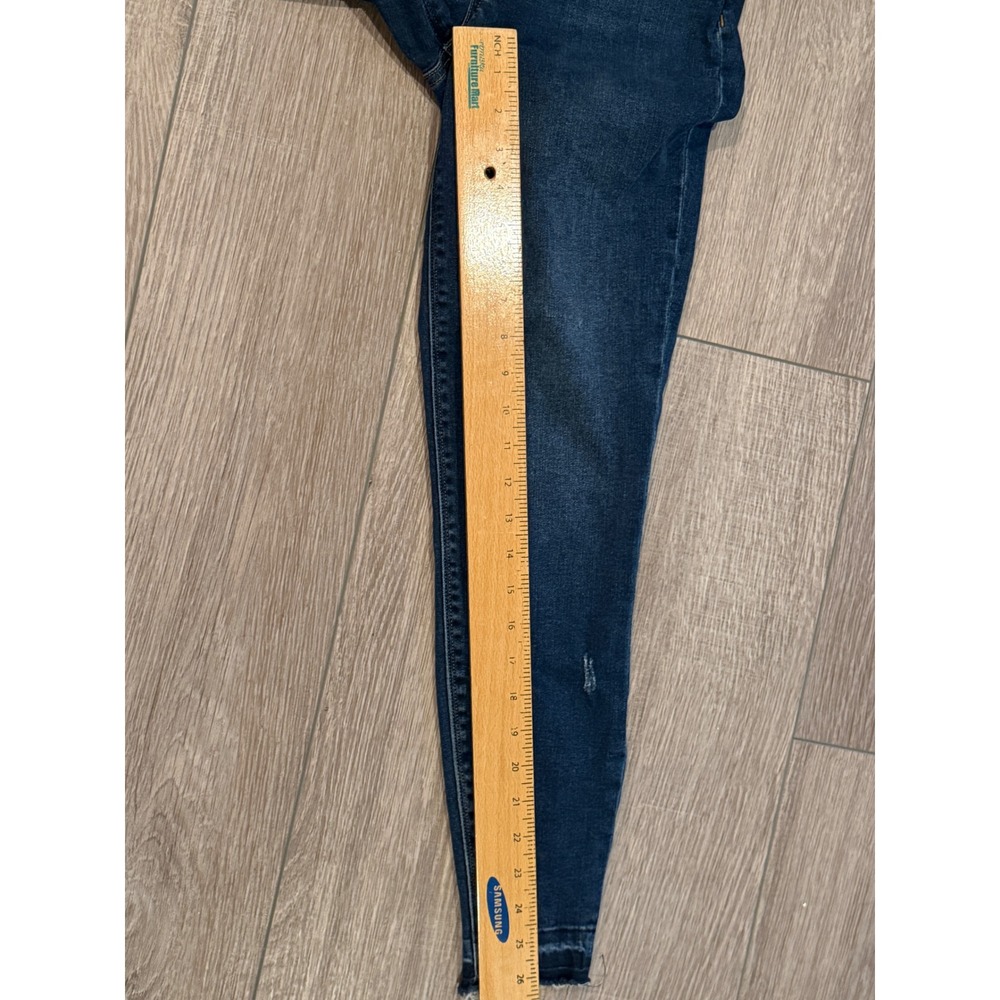 Spanx Jean-ish Ankle Leggings Medium Indigo Distressed Raw Hem Skinny Jeans M - Picture 6 of 9